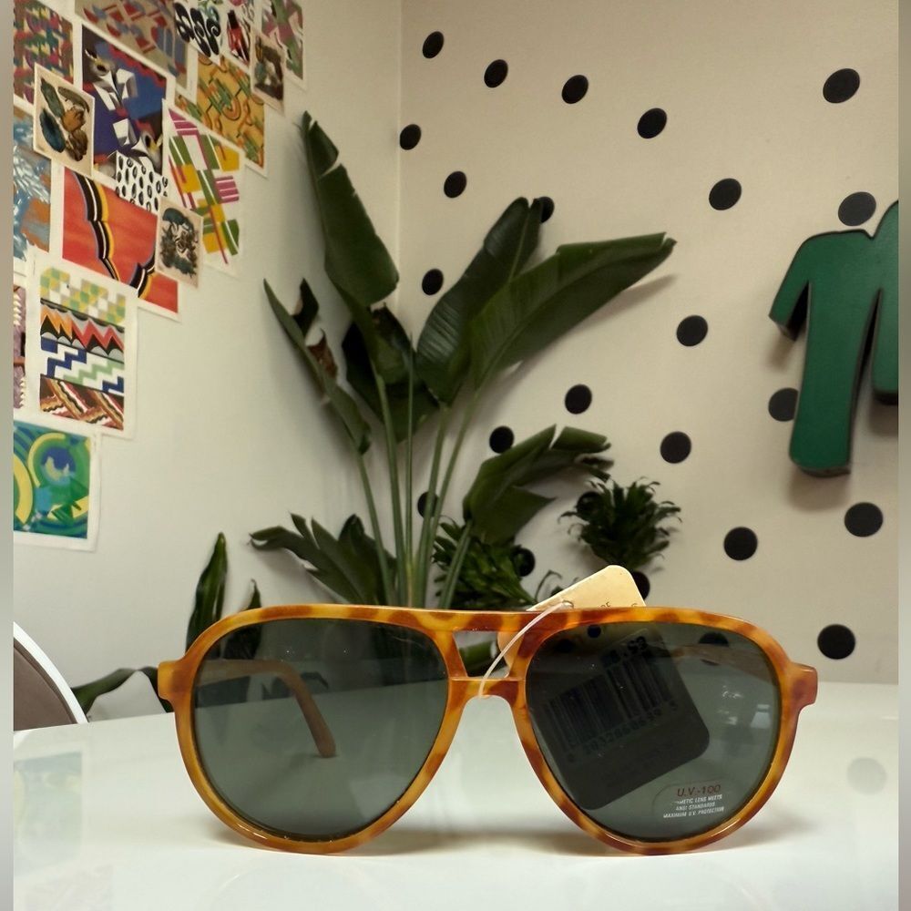 Men’s NWT Vintage 70s Deadstock Tortoise Shell Grandpa Aviator Driver Sunglasses